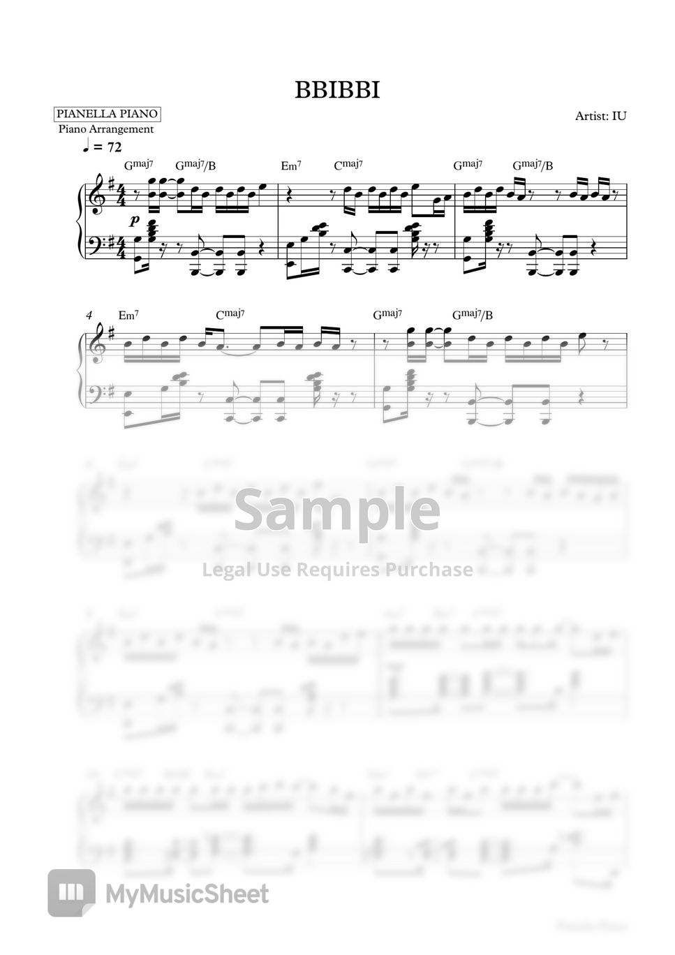IU - BBIBBI (Piano Sheet) by Pianella Piano