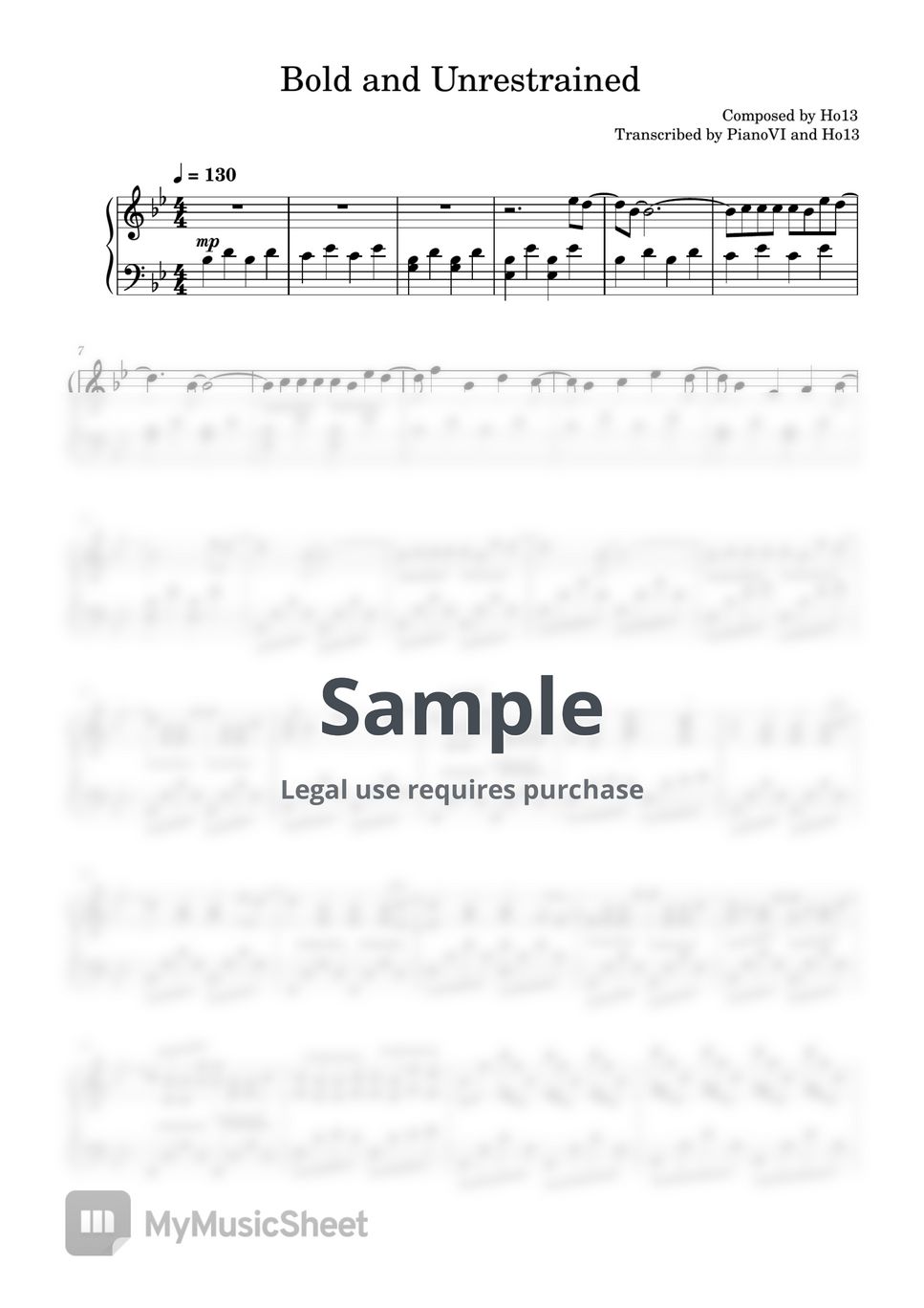 Ho13 - Bold and Unrestrained 악보