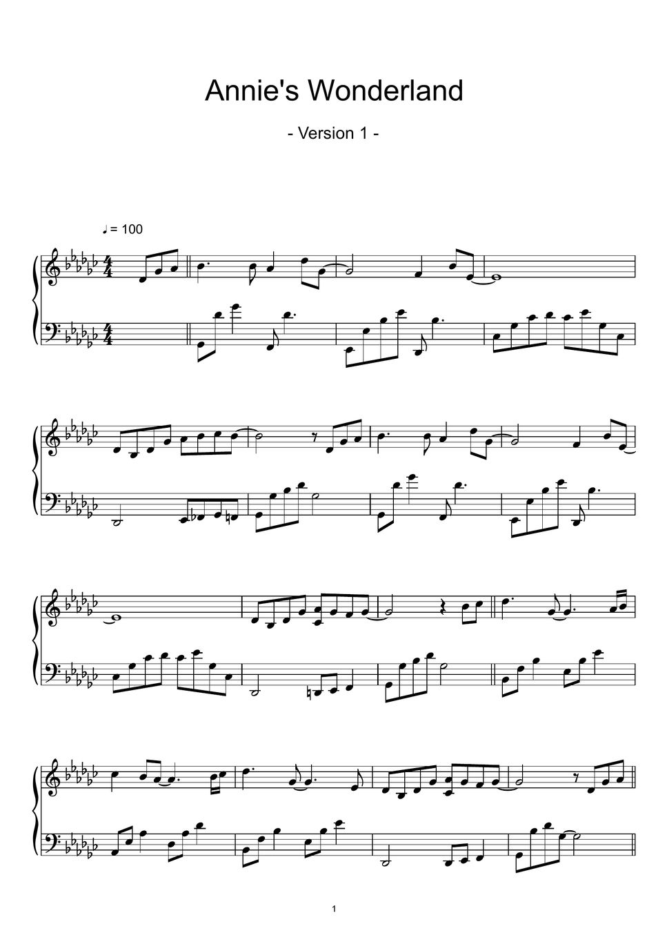Bandari - Annie's Wonderland (Version 1 and Version 2) (Sheet Music, MIDI,) by sayu