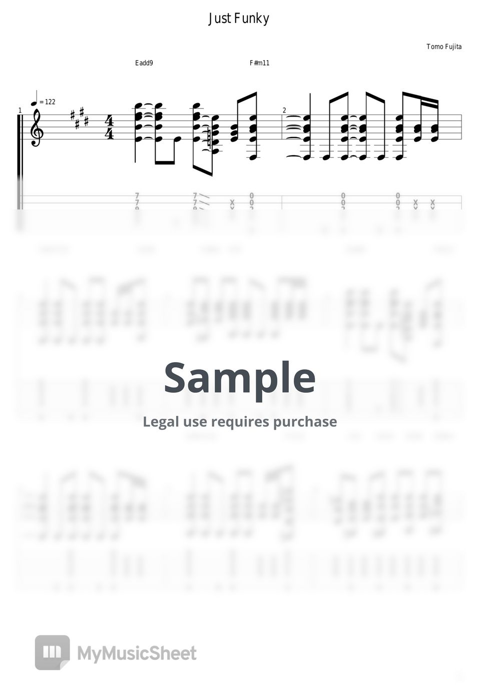 Tomo Fujita - Just Funky by guitar cover with tab
