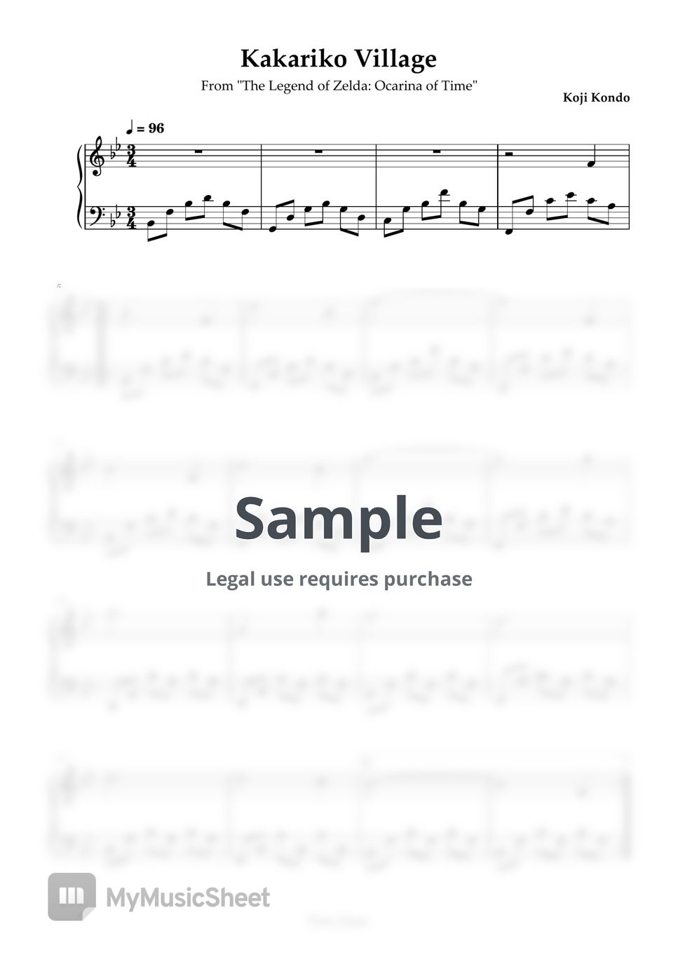 Koji Kondo Kakariko Village (From „The Legend of Zelda Ocarina of Time“) Sheets by Piano Sugar