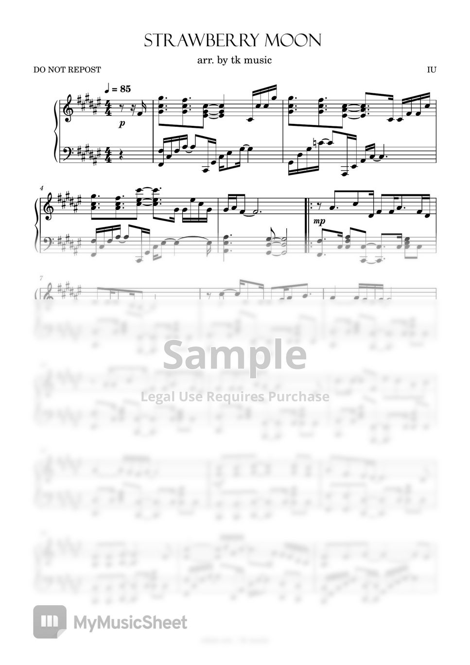 IU (아이유) strawberry moon نوتة by tk music