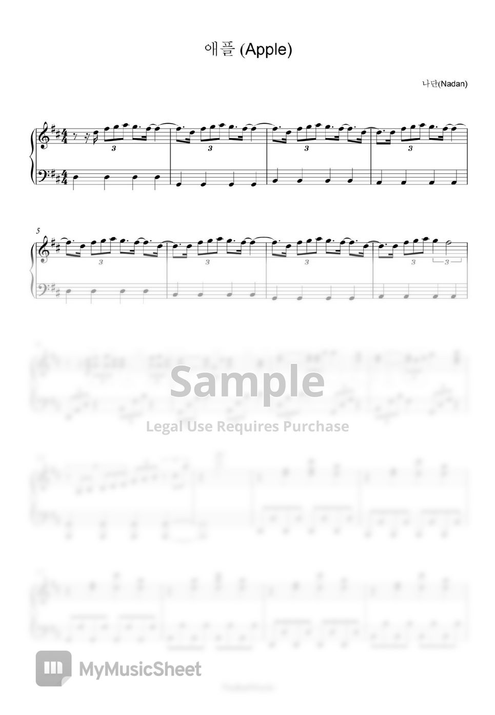 Apple - Nadan /'Apple : Fame, Temptation : Newage Piano' piano sheet