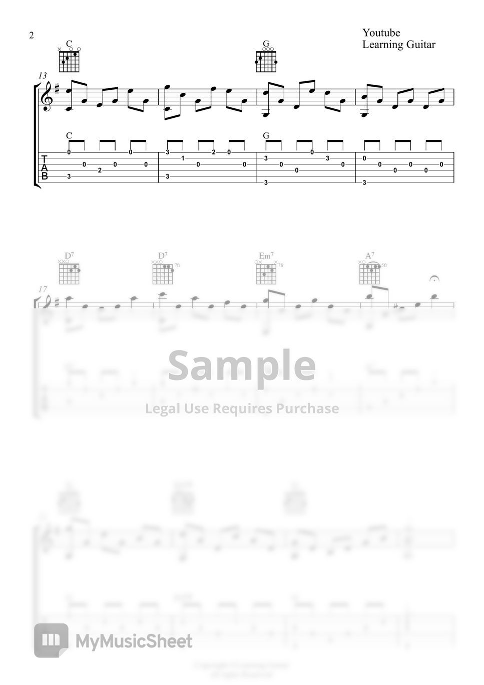 CAROL - Silent Night, Holy Night (Fingerstyle Guitar (TAB)) Tab