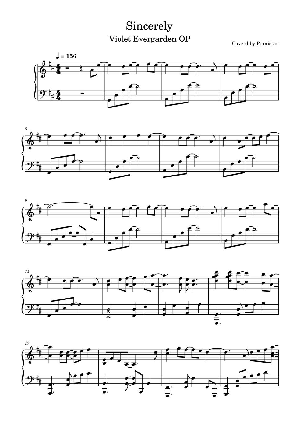 True Sincerely Sheet by Pianistar