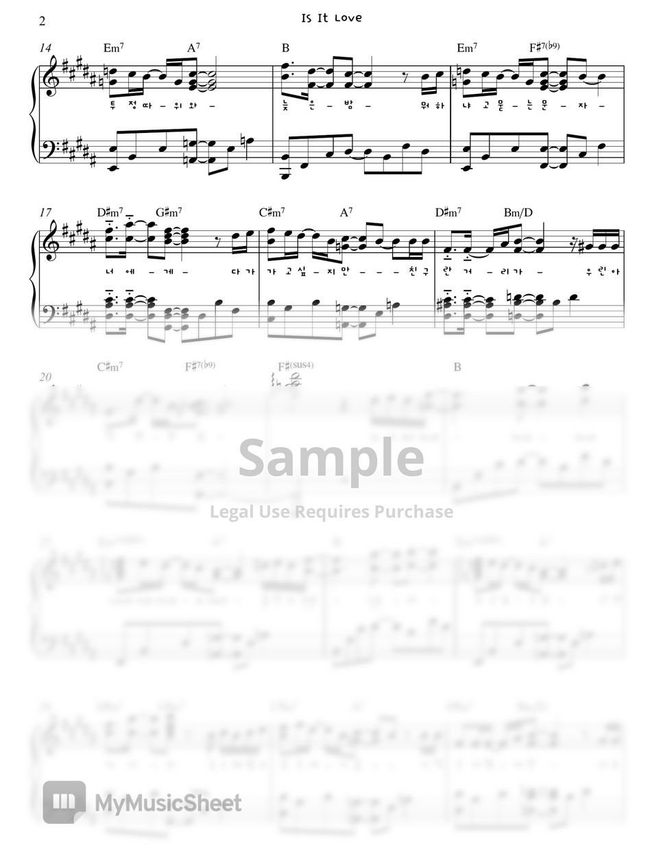 Pit A Pet - Is It Love? (우리사이느은 OST) Piano Sheet by. Gloria L.