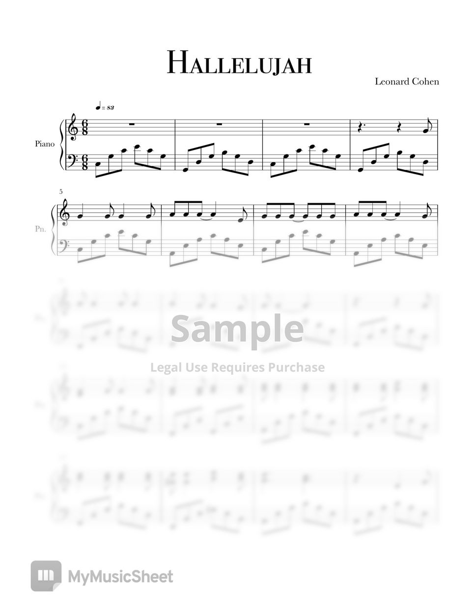 Leonard Cohen Hallelujah (Easy Version) Sheets by PHianonize