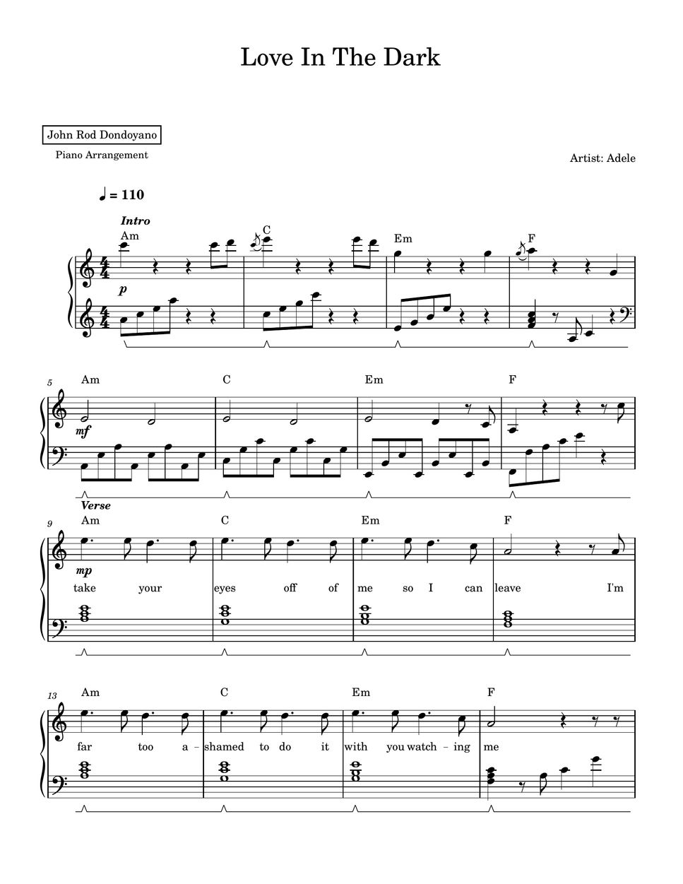 Adele - Love In The Dark (PIANO SHEET) by John Rod Dondoyano