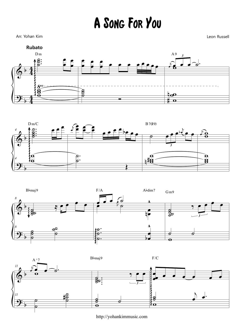 A Song For You Sheet Music