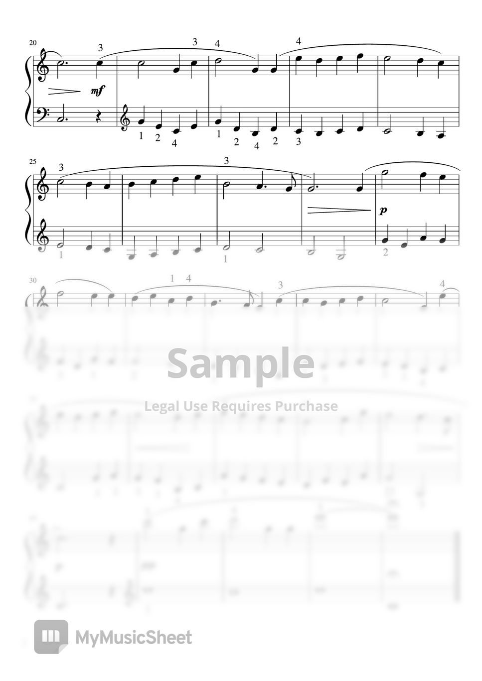 J.F.Wade O Come All Ye Faithful (Cdur ・Beginner piano solo ・with