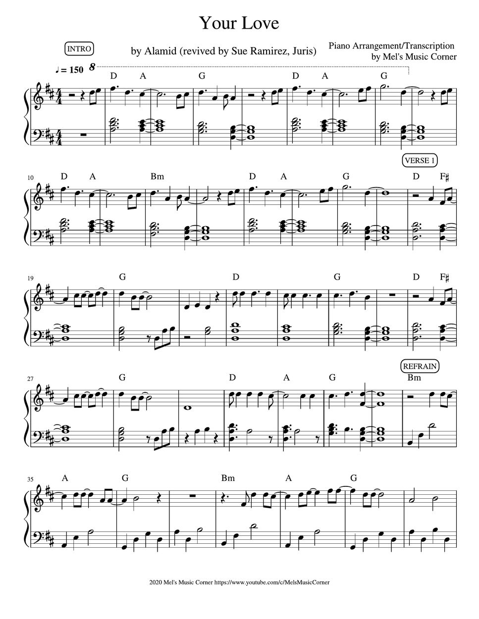 Alamid - Your Love (piano sheet music) (Sue Ramirez version, revival ...