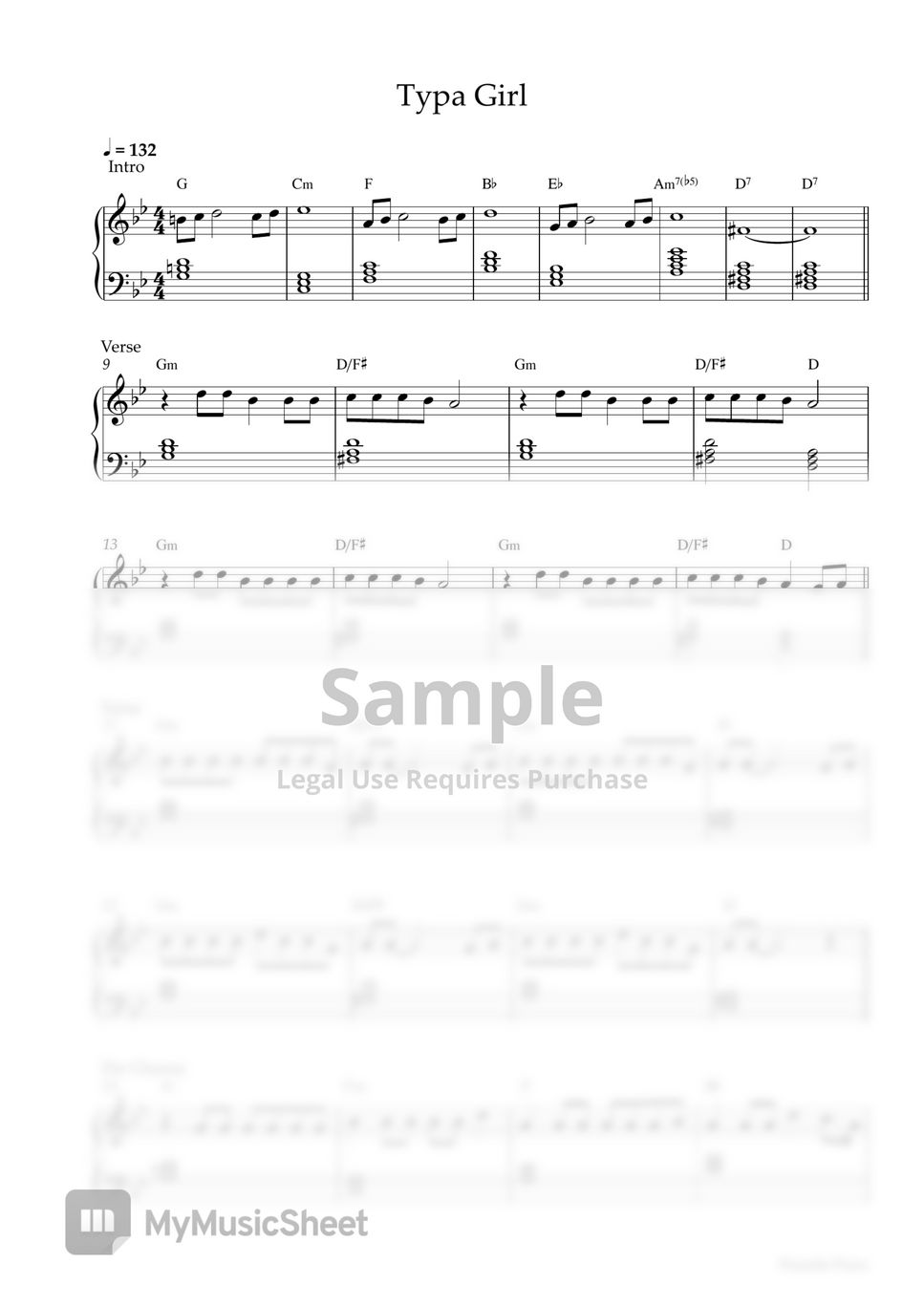 BLACKPINK - Typa Girl (MEDIUM PIANO SHEET) by Pianella Piano