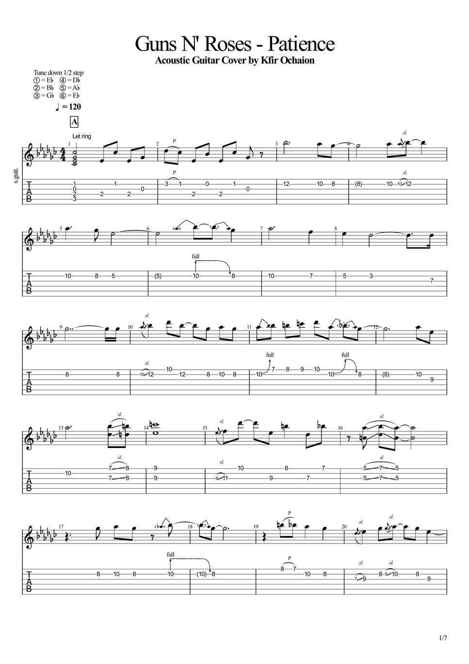Guns N' Roses Patience by Kfir Ochaion Sheet Music
