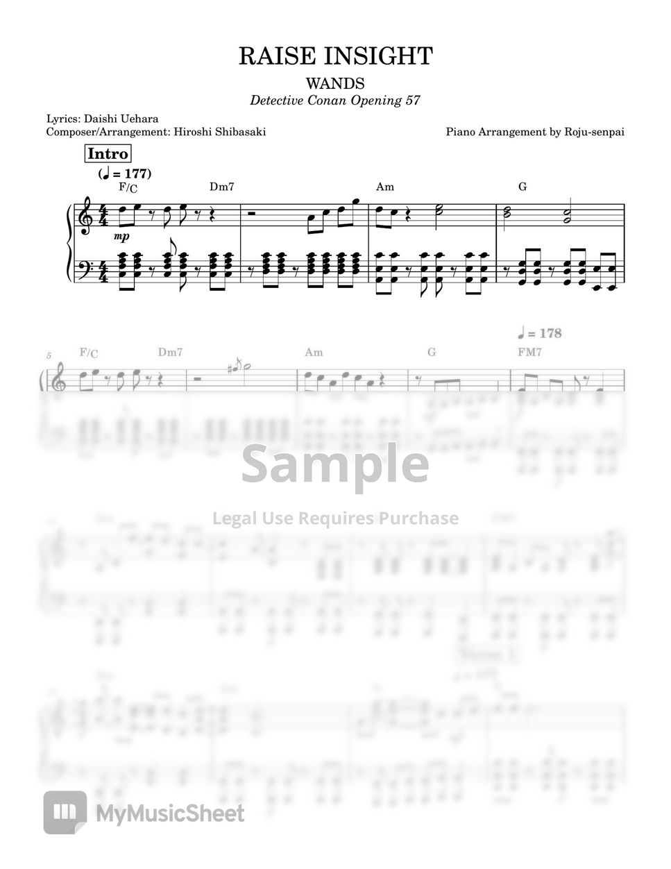 WANDS - RAISE INSIGHT (Piano Sheet Music with MIDI & MSCZ) by Roju-senpai