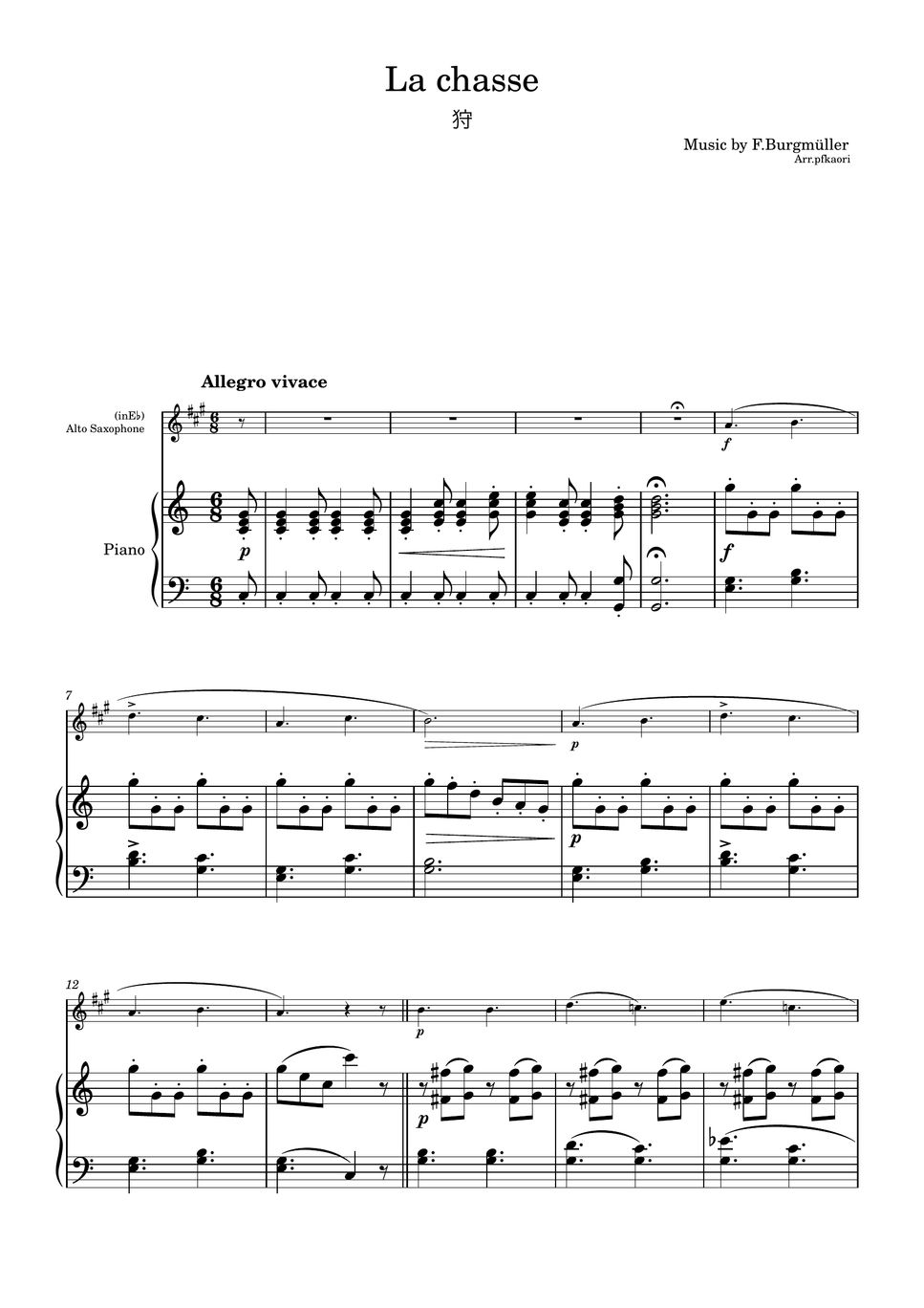 ブルグミュラー - 狩 (アルトサックス&ピアノ) by pfkaori