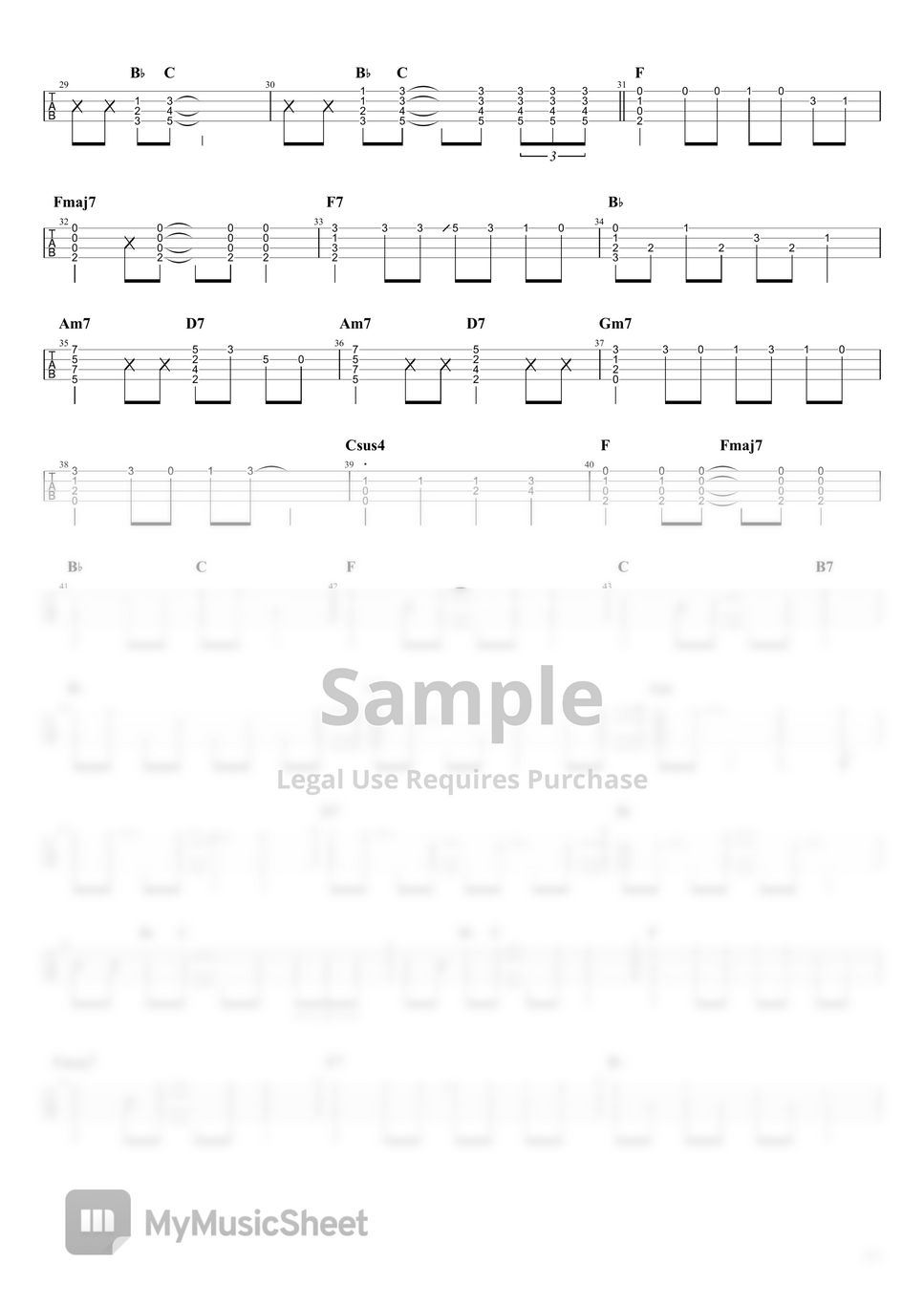 B・J・トーマス Raindrops Keep Fallin' on My Head (Solo Ukulele / HighG) 楽譜