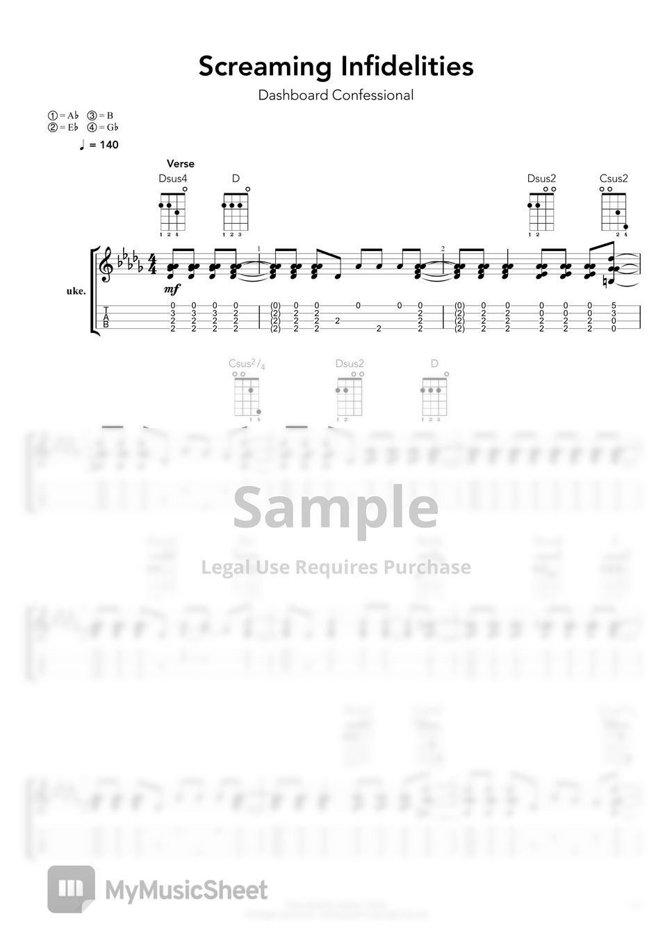 Dashboard Confessional Screaming infidelities Tab + 1staff by 4stringboy