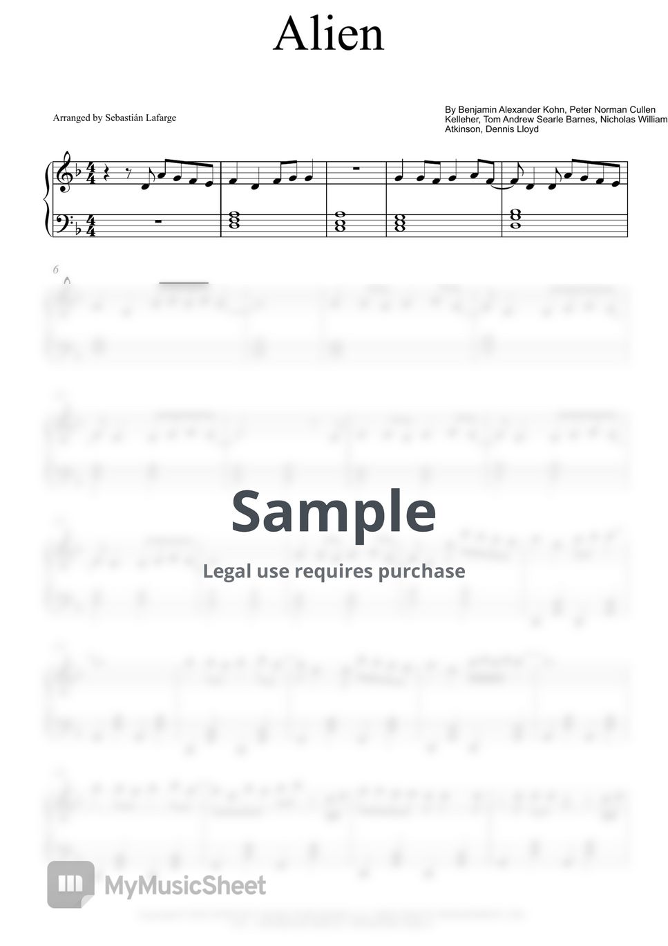 Dennis Lloyd - Alien (Easy piano sheet) Sheets by Sebastián Lafarge