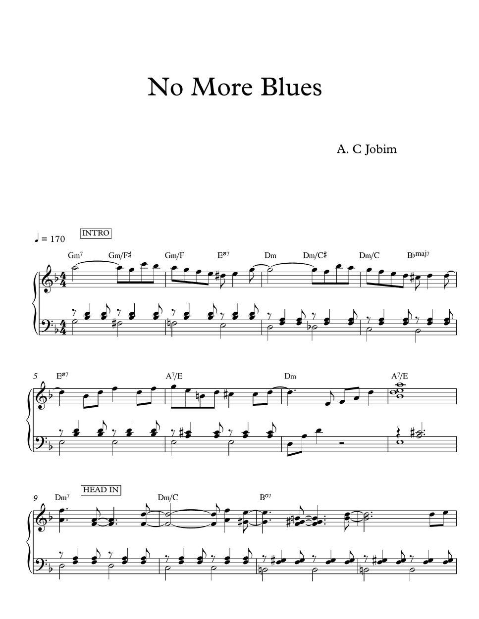 Antonio Carlos Jobim - No More BLues Sheets by MIWHA