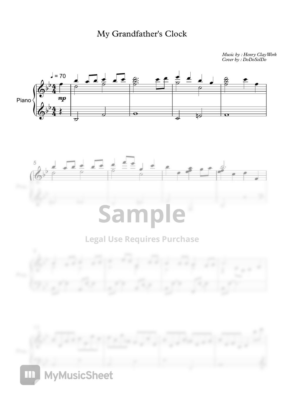 Henry Clay Work My Grandfather's Clock Sheets by DoDoSolDo