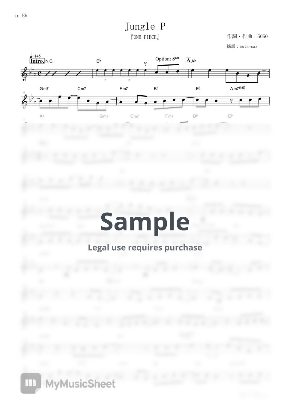 5050 - Jungle P (One Piece / in Eb) Alto Saxophone Sheet Music PDF ...