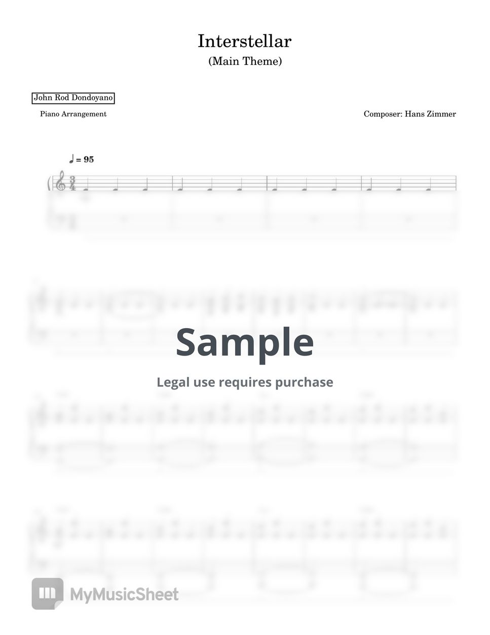 Hans Zimmer - Interstellar (Main Theme)(PIANO SHEET) by John Rod Dondoyano