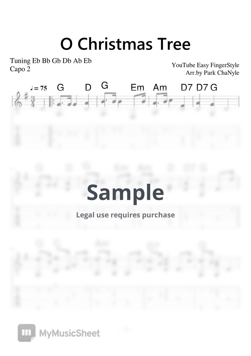 Ernst Anschütz O Christmas Tree (Christmas Carols) Tab + 단선 악보 by