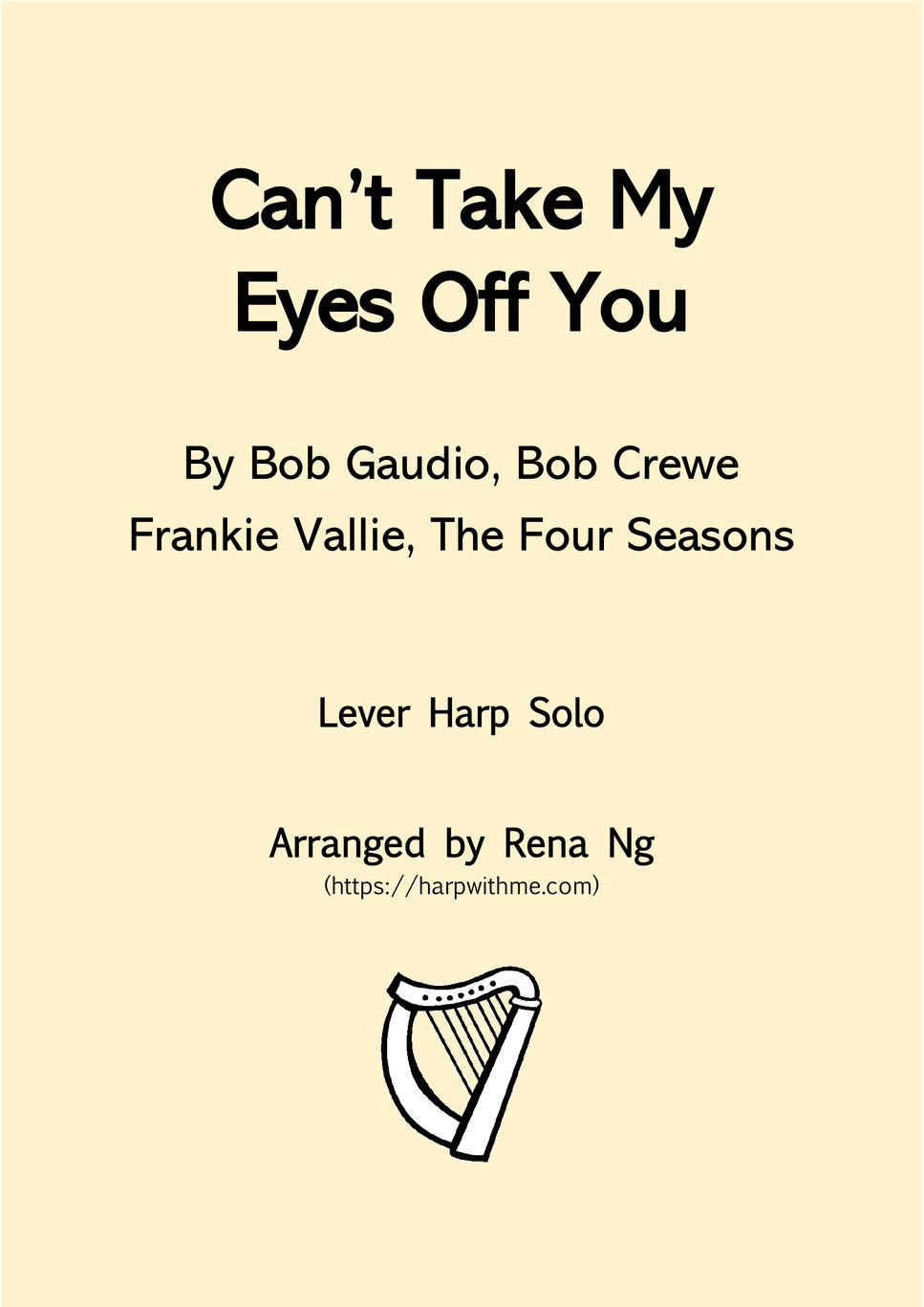 Frankie Valli - Can't Take My Eyes Off You (Lever Harp Solo) - Advanced Intermediate by Harp With Me