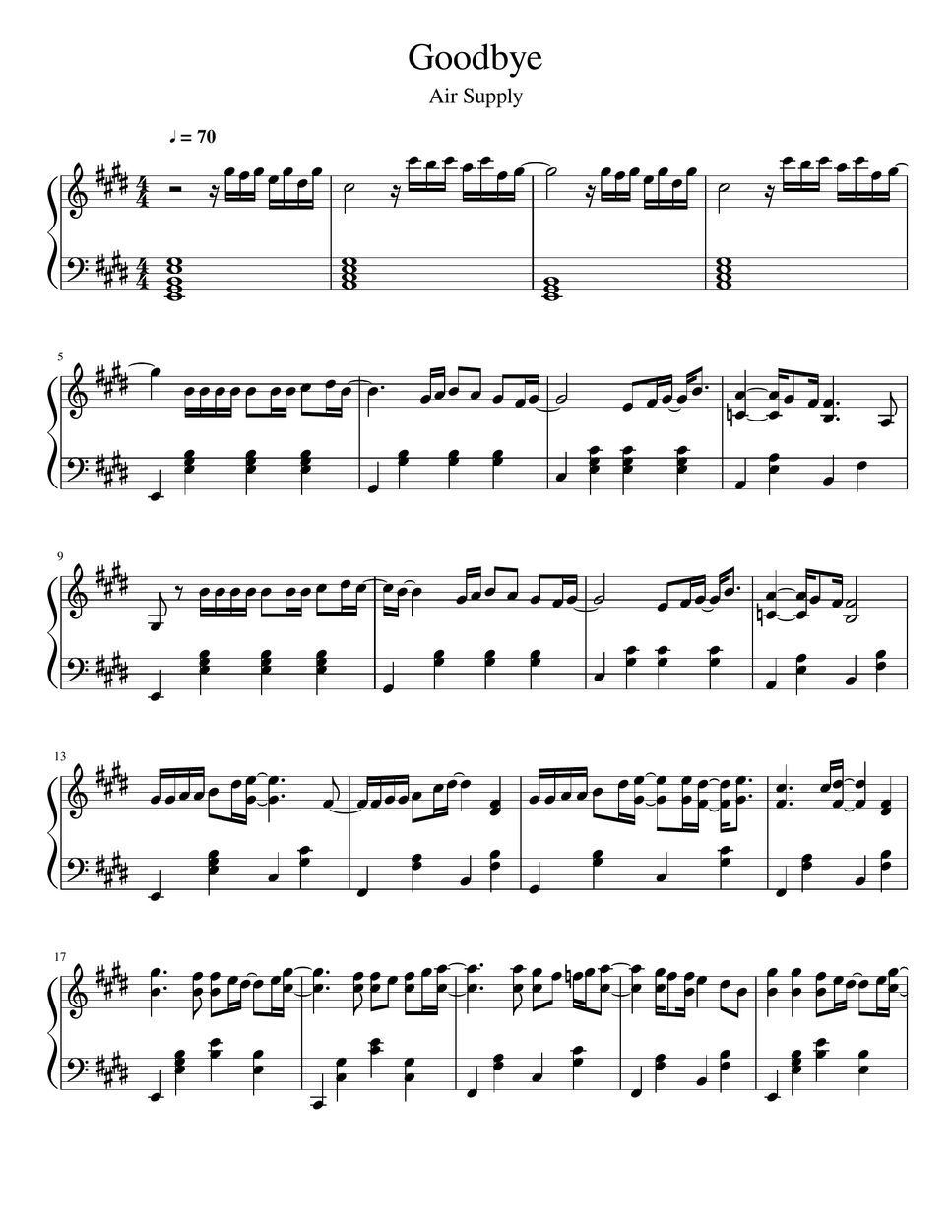 Air Supply Goodbye Sheet by Henry William