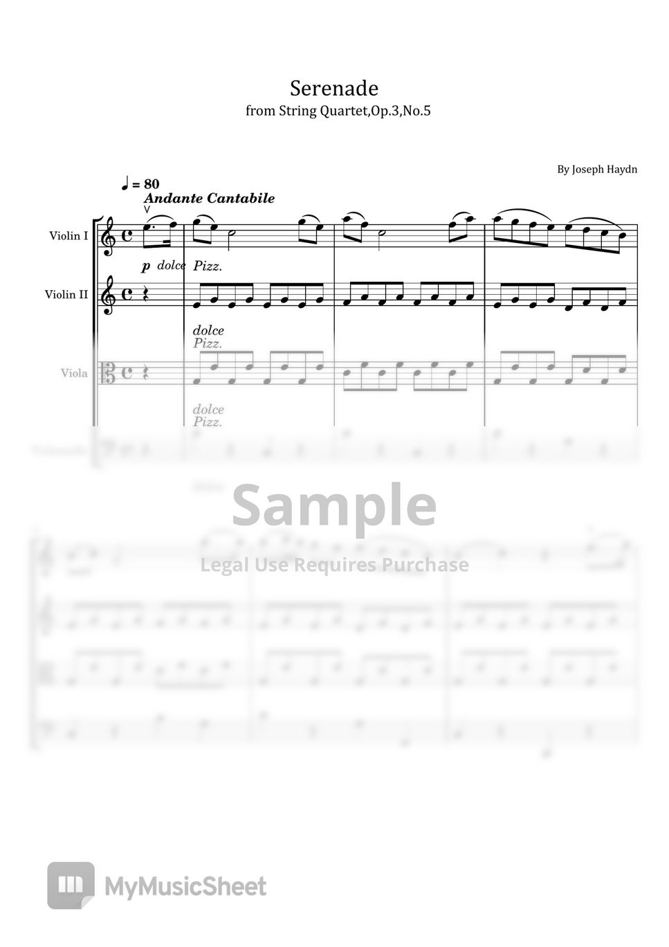 Joseph Haydn Haydn Serenade Op.3,No.5 For String Quartet II