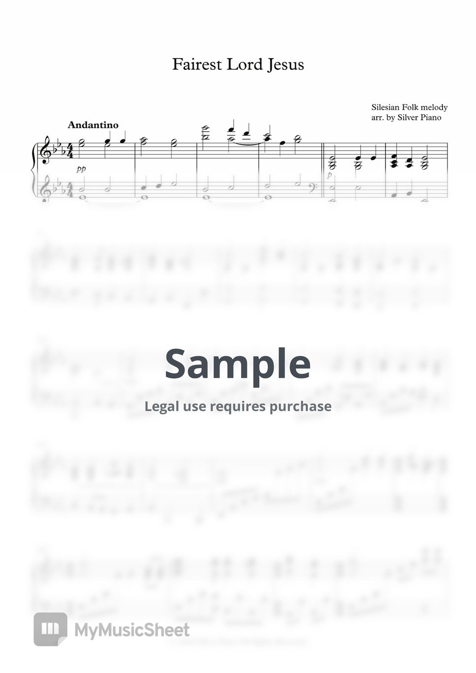 Silesian Folk melody 만유의 주재 (Fairest Lord Jesus) (피아노 찬송가) 악보 by 은의
