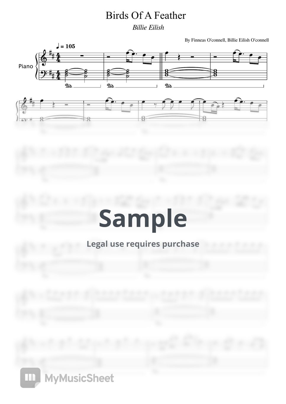 By Finneas O'connell, Billie Eilish O'connell - BIRDS OF A FEATHER (Billie Eilish - For Easy Piano) by poon