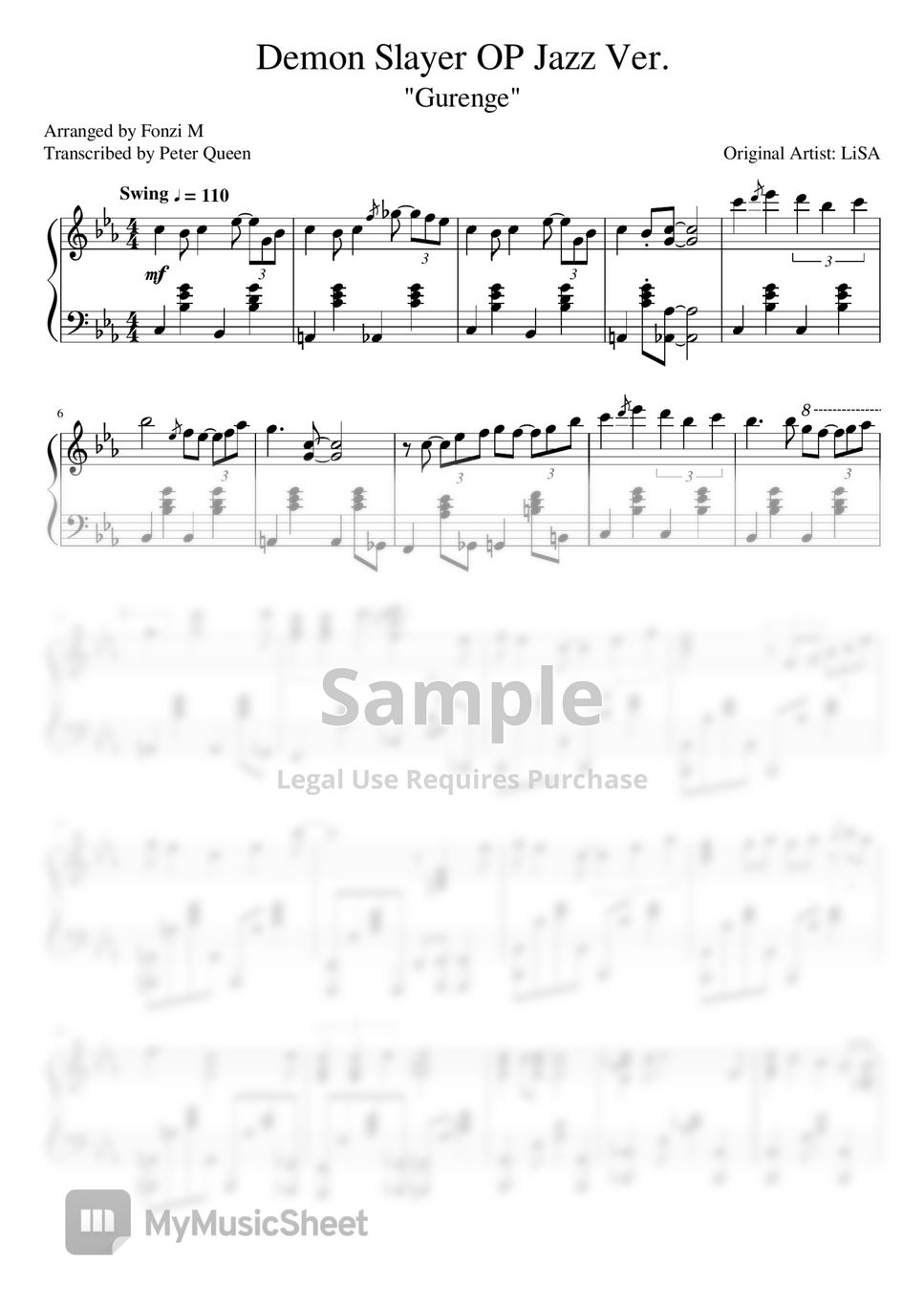 Kimetsu no Yaiba OP - Gurenge (Sheet Music PDF)