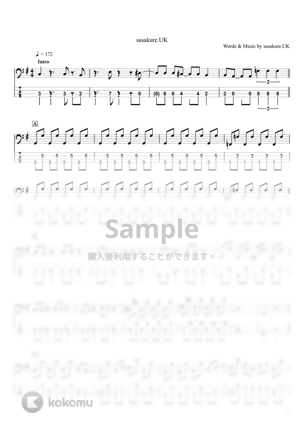 sasakure.‌UK - トンデモワンダーズ (ベースTAB譜☆4弦ベース対応) by swbass