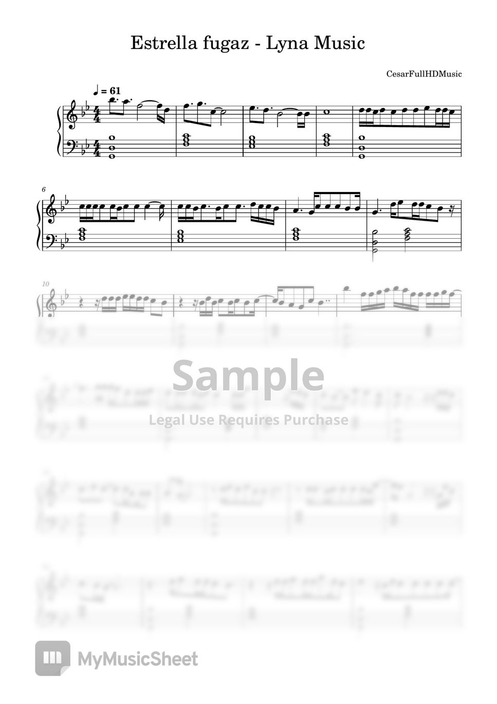 Lyna Music - Estrella Fugaz Sheets