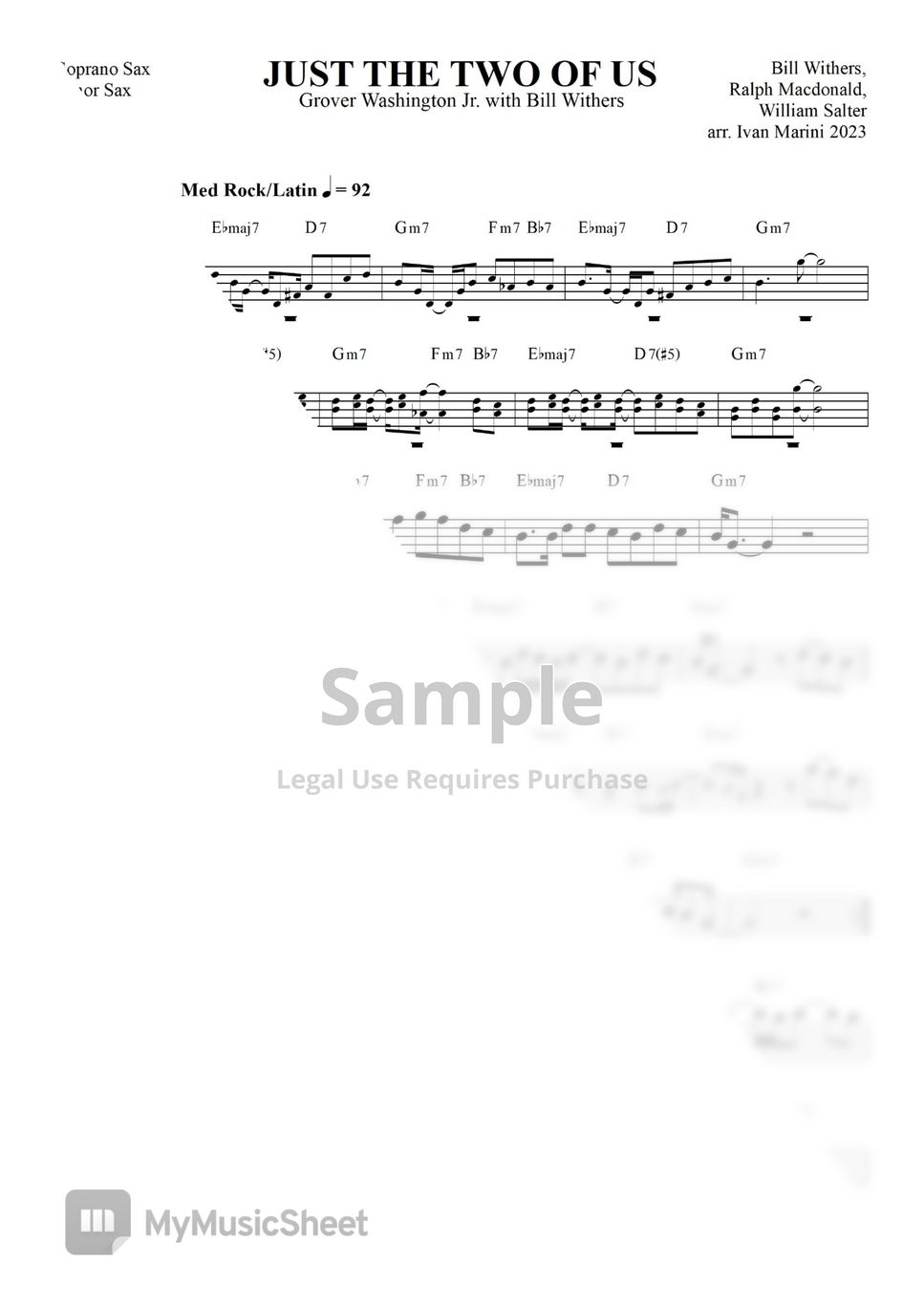 Just The Two Of Us by Bill Withers - Tenor Saxophone - Digital Sheet Music