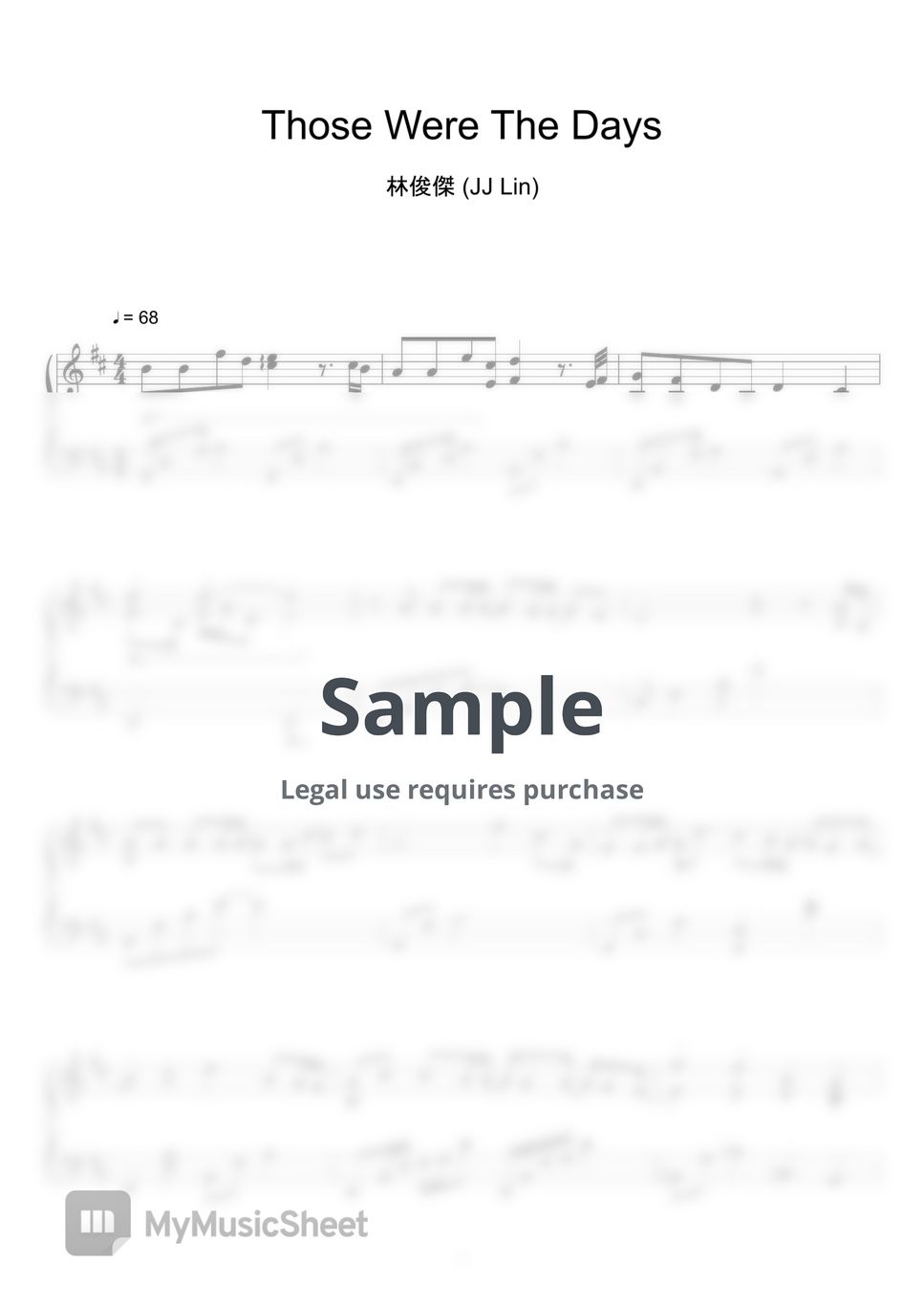 JJ Lin (林俊傑) - Those Were The Days (那些你很冒險的夢) (Sheet Music, MIDI,) by sayu