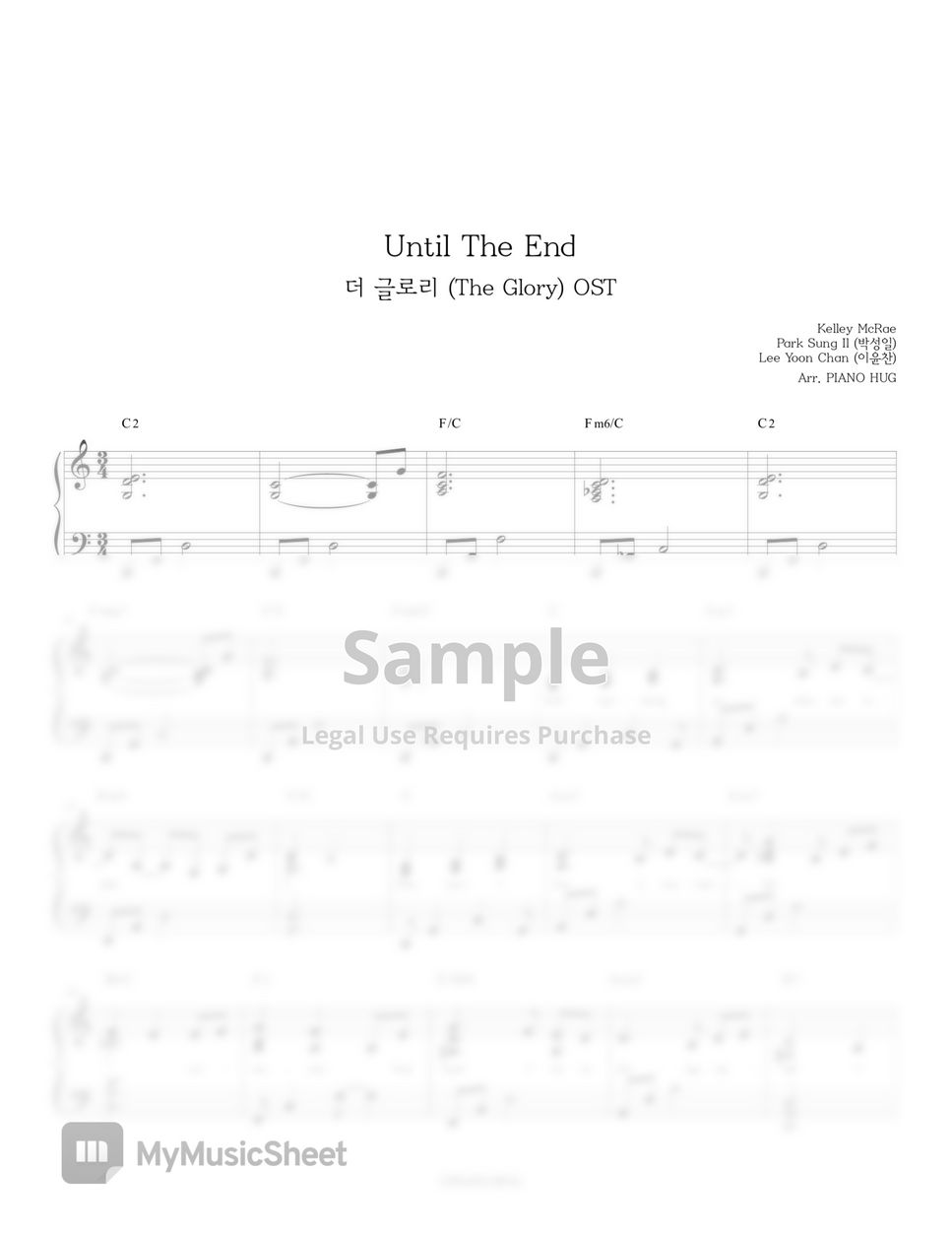 Kelley McRae Until The End The Glory OST Sheet By Piano Hug