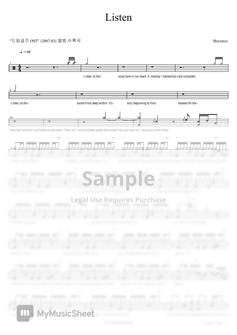 Beyonce - Listen Sheets by COPYDRUM