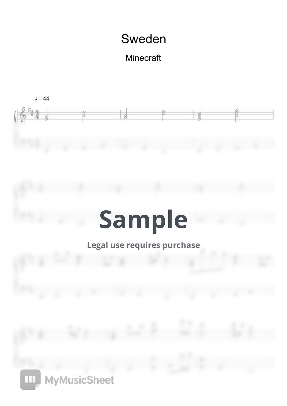 Minecraft - C418 - Sweden (Minecraft Soundtrack) (Sheet Music, MIDI ...