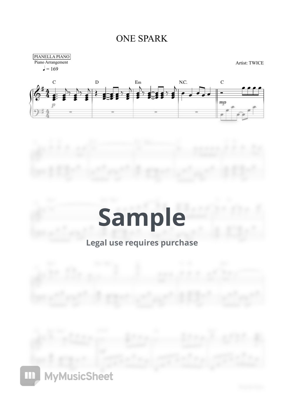 TWICE - ONE SPARK (Piano Sheet) by Pianella Piano