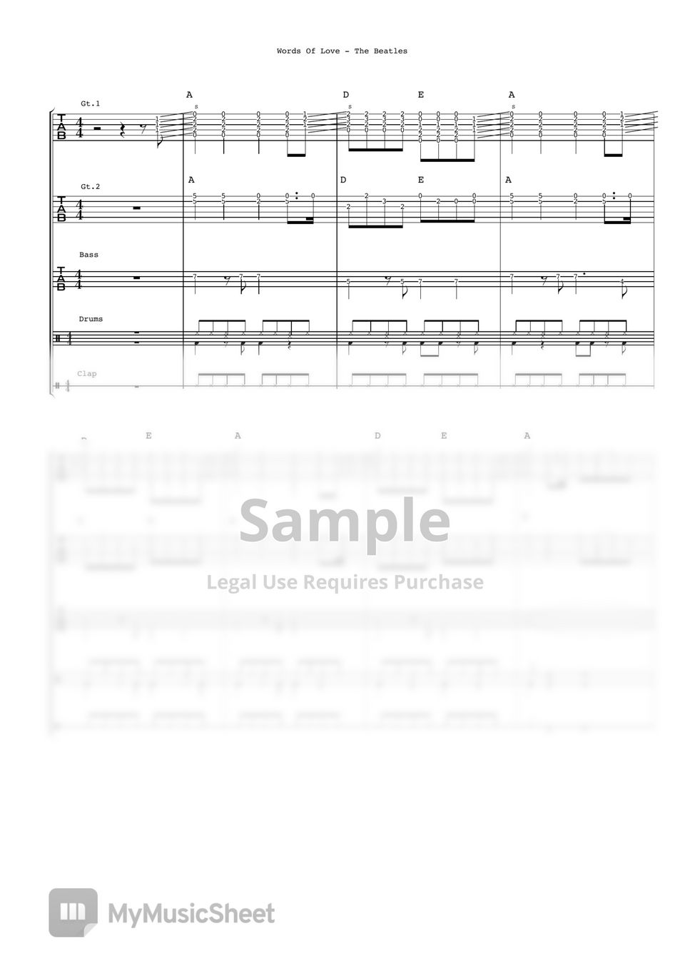 The Beatles - Words Of Love (Band Score) by Ryohei Kanayama