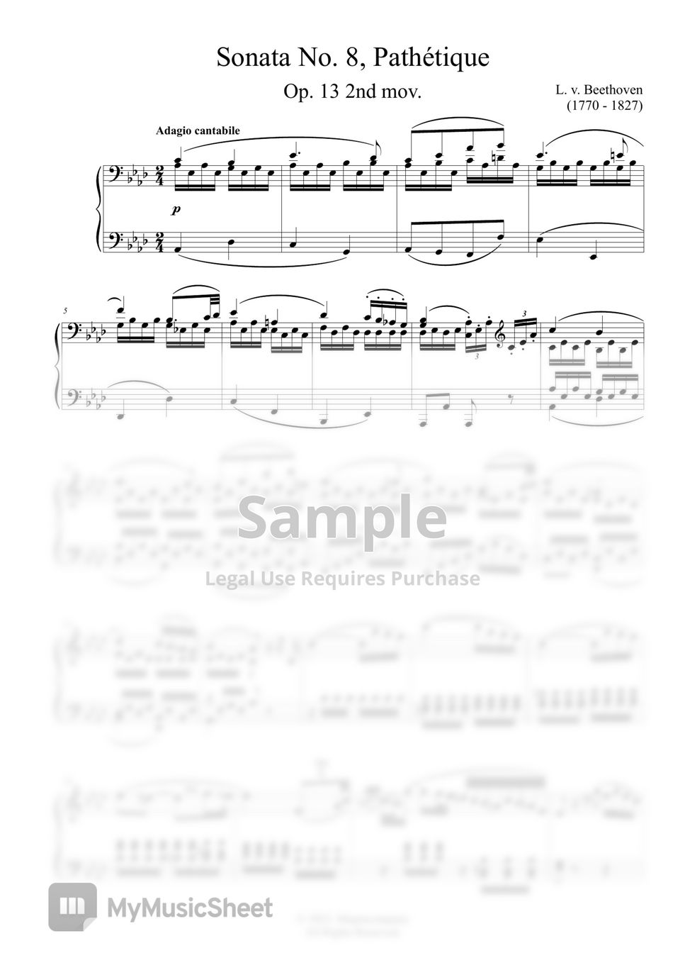 L. V. Beethoven - Pathetique (Piano Sonata No.8, 2nd mov.)