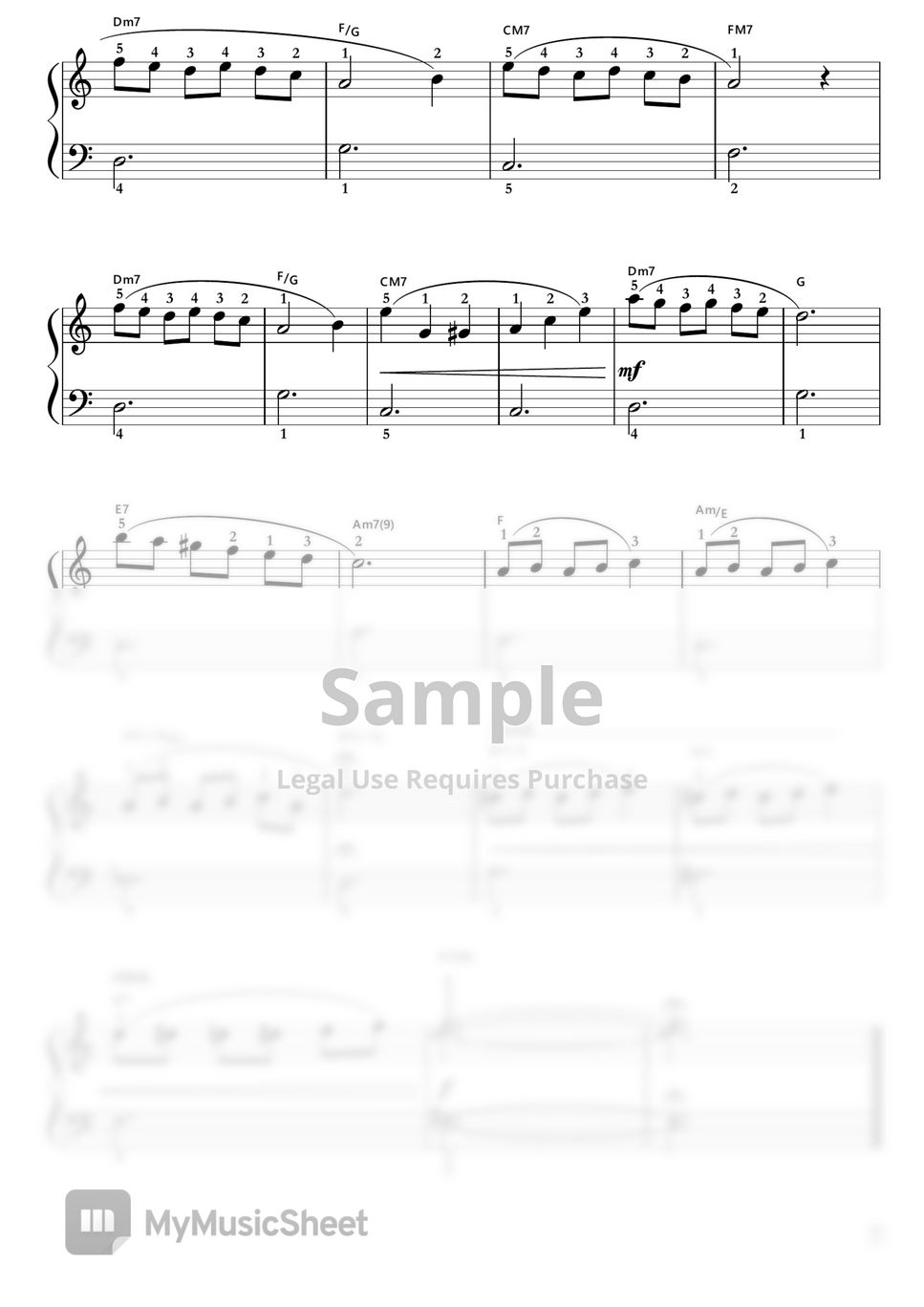 ジャスティン・ハーウィッツ ミアとセバスチャンのテーマ (『ラ・ラ・ランド』より) (ピアノソロ（ 入門＆入門～初級＆おまけ ）) Sheets by アヤネ・セリーヌ