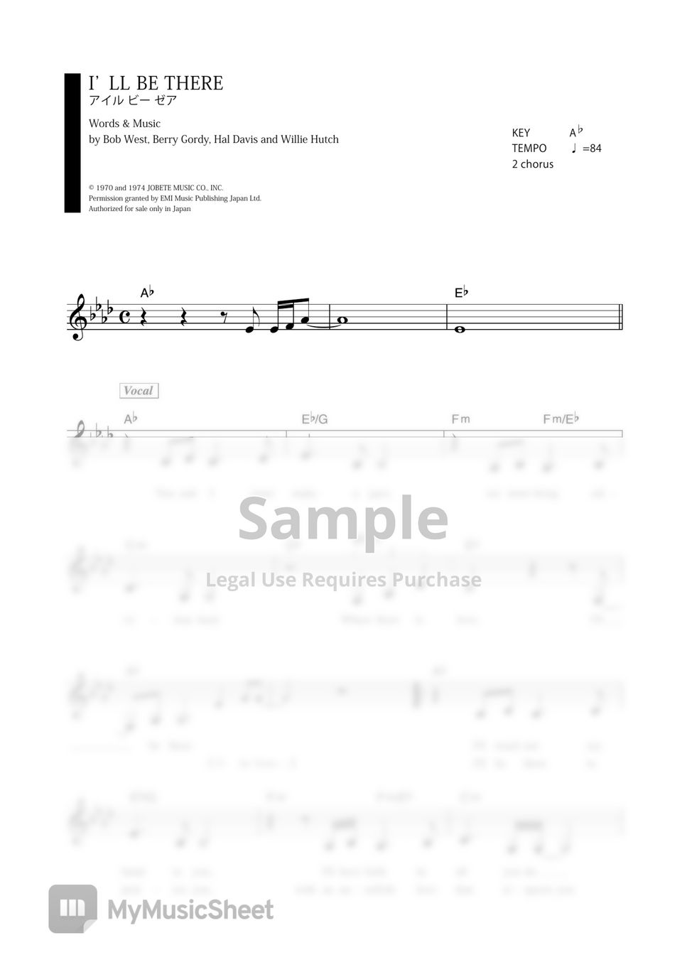 I LL BE THERE VOCAL MAGAZINE Sheets By Far East Island Record
