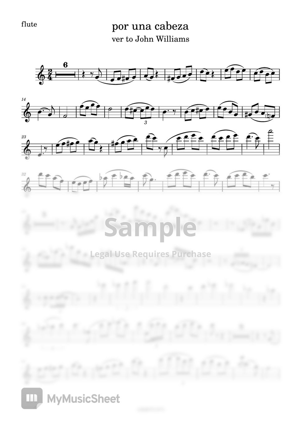 카를로스 가르델 - Por uba cabeza (존 윌리엄스 버전/반주 MR/피아노 악보) by 심플플루트뮤직