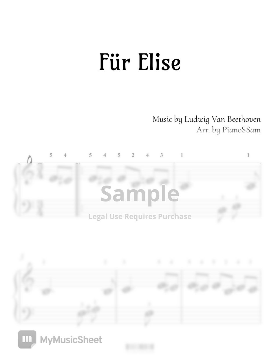 L.V. Beethoven - [Beginner] Für Elise | Piano Arrangement (Classic) by PianoSSam