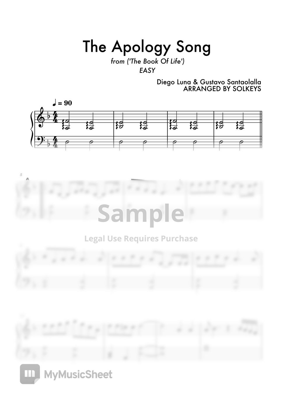 Gustavo Santaolalla The Apology Song ('The Book Of Life') Partitura