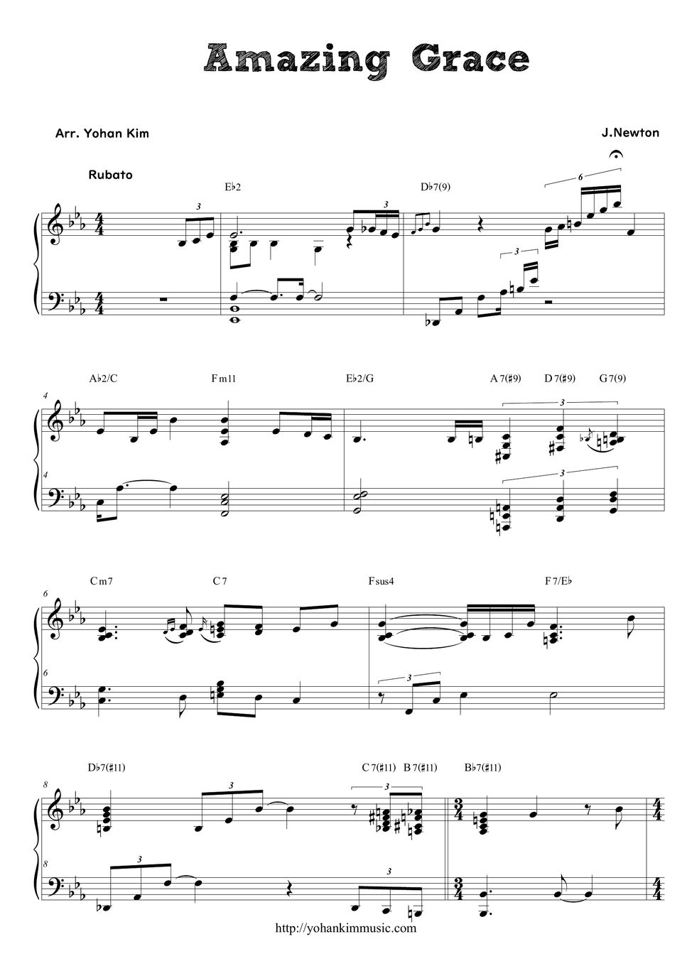 John Newton Amazing GraceFull Score (Performance) Partition musicale by YohanKim