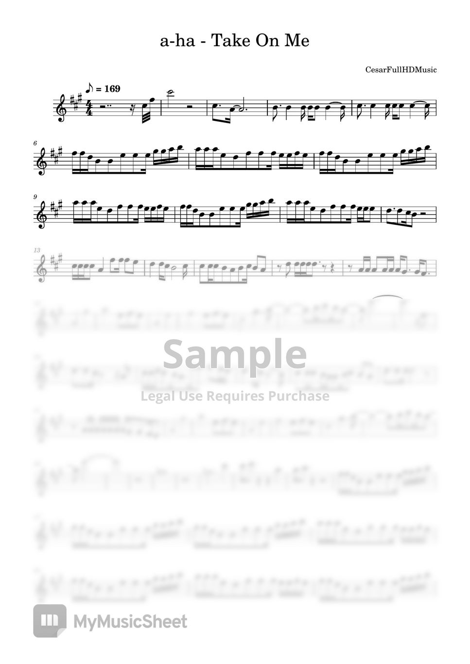 aha Take On Me Sheets